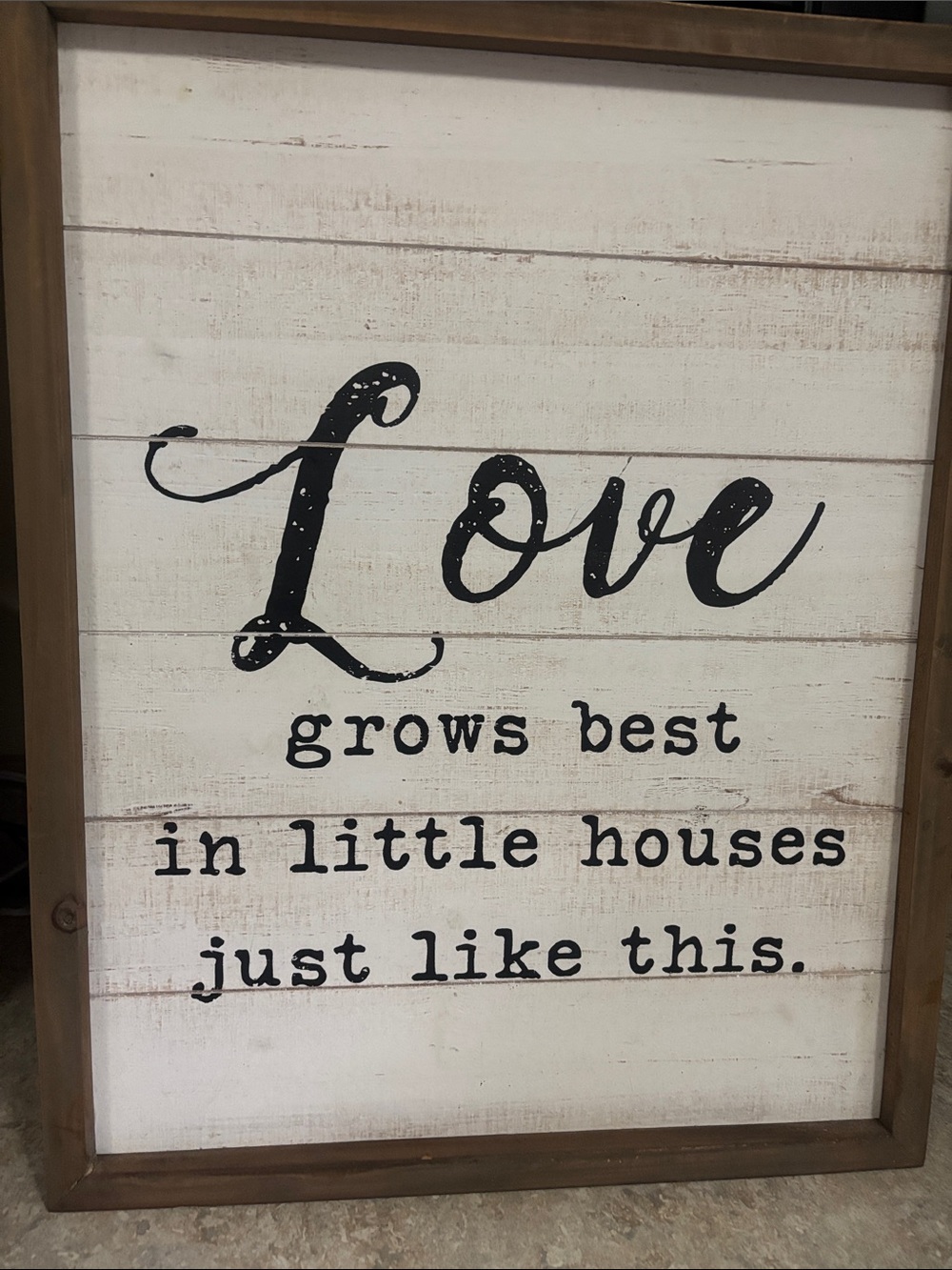 Hobby Lobby White and Black 'Love Grows Best' Framed Sign